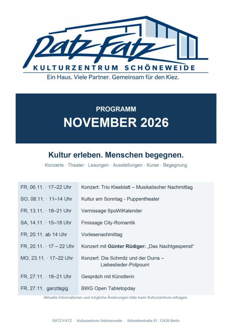 Ratz Fatz Flyer November 2026 A5 4 Seiten 1
